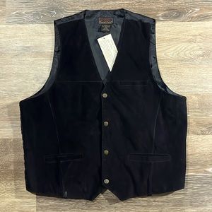 NWT Vintage Men's John L. Blair Personal Choice Black Suede Vest